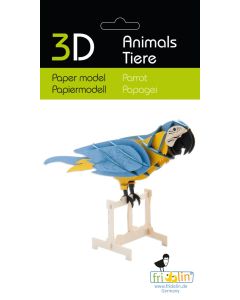 Fridolin 3D Модел за сглобяване от картон-ПАПАГАЛ Син