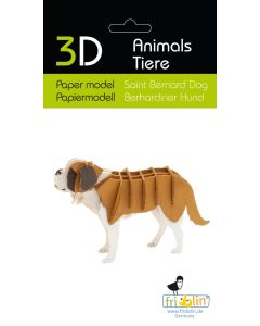 Fridolin 3D Модел за сглобяване от картон-КУЧЕ САНБЕРНАР-11716