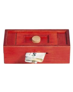 Fridolin 3D Дървен Логически пъзел Trick-Box Money-Червен/Кръг-17603