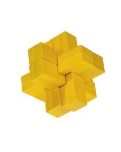 Fridolin 3D Логически Бамбуков Пъзел****-Yellow Block Cross -17188