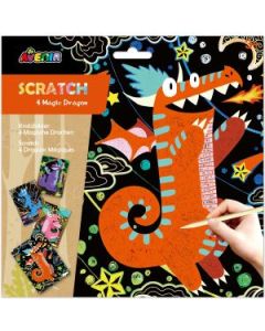 Avenir Скреч Рисунки-ДРАКОНИ, 23см - 4 рисунки