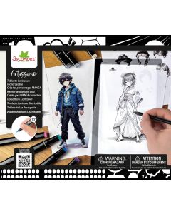 Sycomore Manga-XL-Рисувам Манга-А5 Подложка с LED светлина, макети, маркери- 10y+