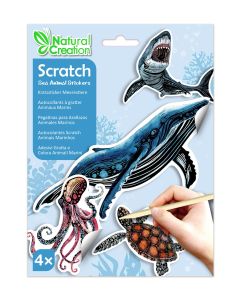 Avenir Natural Creation Нарисувай Скреч Стикери МОРСКИ ЖИВОТНИ - 4 стикера